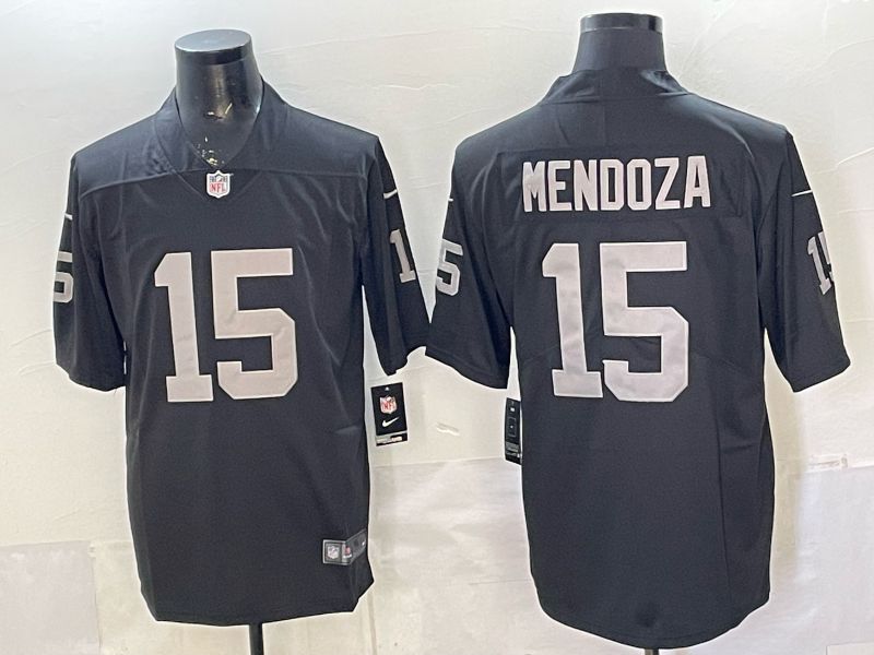 Men 2026 Oakland Raiders #15 Mendoza Black Nike Limited NFL Jersey 01